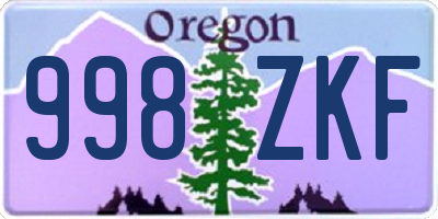 OR license plate 998ZKF