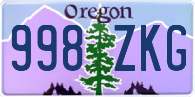 OR license plate 998ZKG