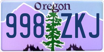 OR license plate 998ZKJ