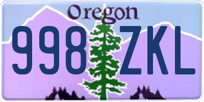 OR license plate 998ZKL