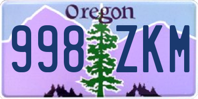 OR license plate 998ZKM