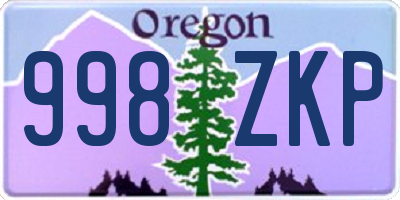 OR license plate 998ZKP