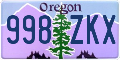 OR license plate 998ZKX