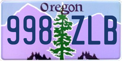 OR license plate 998ZLB