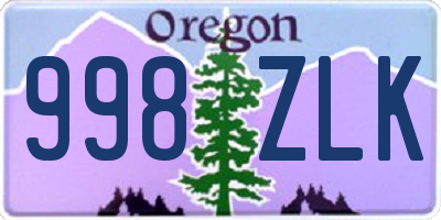OR license plate 998ZLK