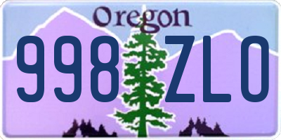OR license plate 998ZLO