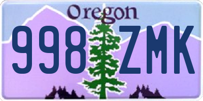 OR license plate 998ZMK