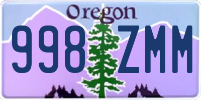 OR license plate 998ZMM
