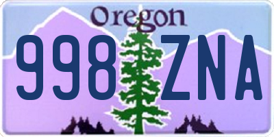 OR license plate 998ZNA