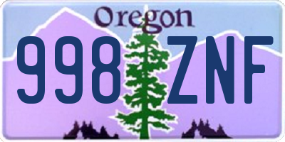 OR license plate 998ZNF