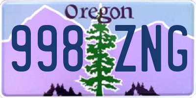 OR license plate 998ZNG