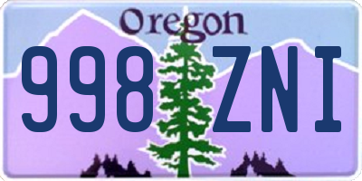 OR license plate 998ZNI