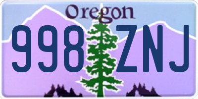 OR license plate 998ZNJ