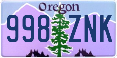 OR license plate 998ZNK