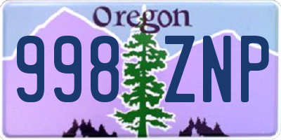 OR license plate 998ZNP