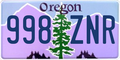 OR license plate 998ZNR