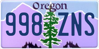 OR license plate 998ZNS