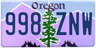 OR license plate 998ZNW