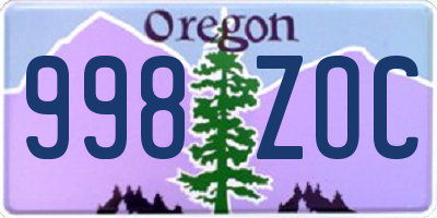 OR license plate 998ZOC