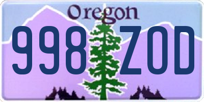 OR license plate 998ZOD