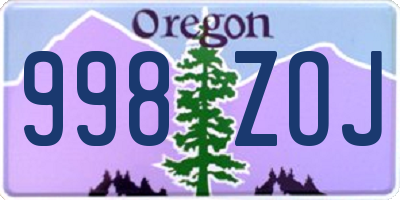 OR license plate 998ZOJ