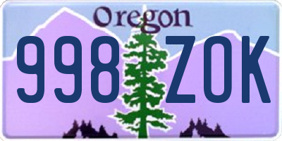 OR license plate 998ZOK