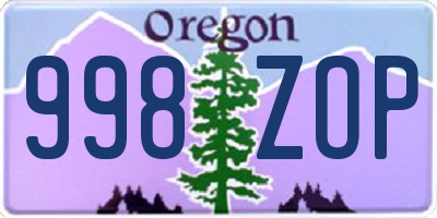 OR license plate 998ZOP