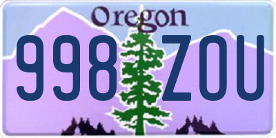 OR license plate 998ZOU