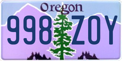 OR license plate 998ZOY