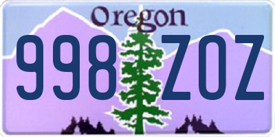 OR license plate 998ZOZ