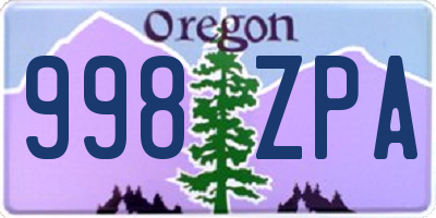 OR license plate 998ZPA