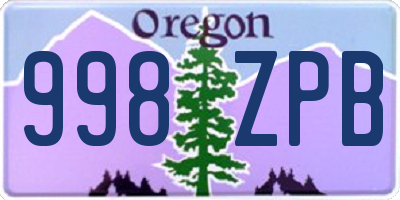 OR license plate 998ZPB