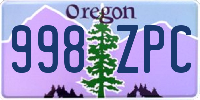 OR license plate 998ZPC