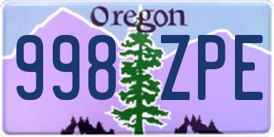 OR license plate 998ZPE