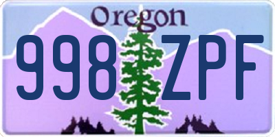 OR license plate 998ZPF