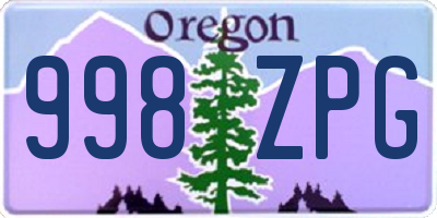 OR license plate 998ZPG