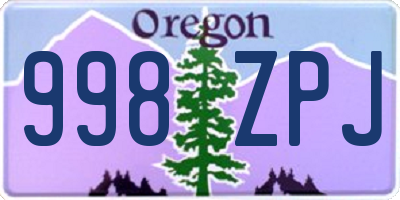 OR license plate 998ZPJ