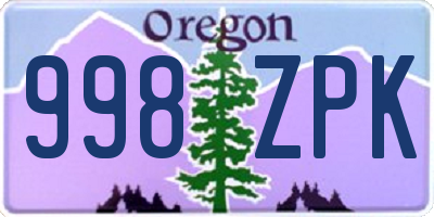 OR license plate 998ZPK