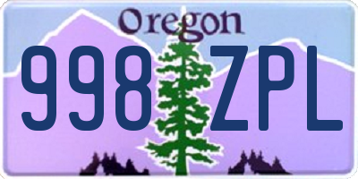 OR license plate 998ZPL