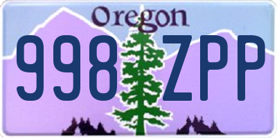 OR license plate 998ZPP