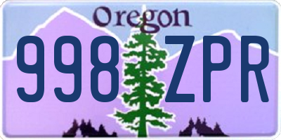 OR license plate 998ZPR