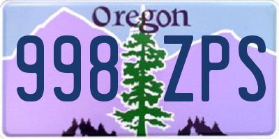 OR license plate 998ZPS