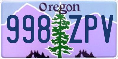OR license plate 998ZPV