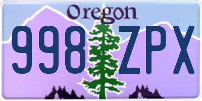 OR license plate 998ZPX