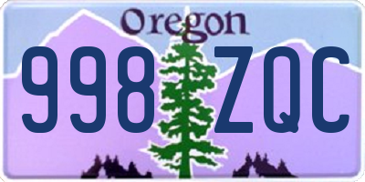 OR license plate 998ZQC