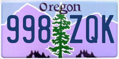 OR license plate 998ZQK