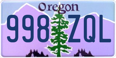 OR license plate 998ZQL