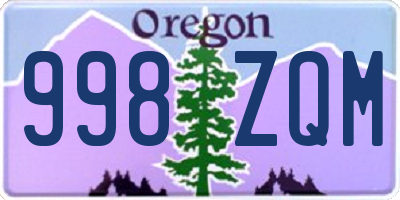 OR license plate 998ZQM