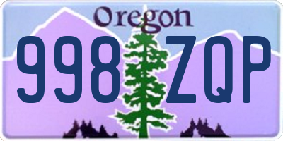 OR license plate 998ZQP