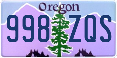 OR license plate 998ZQS